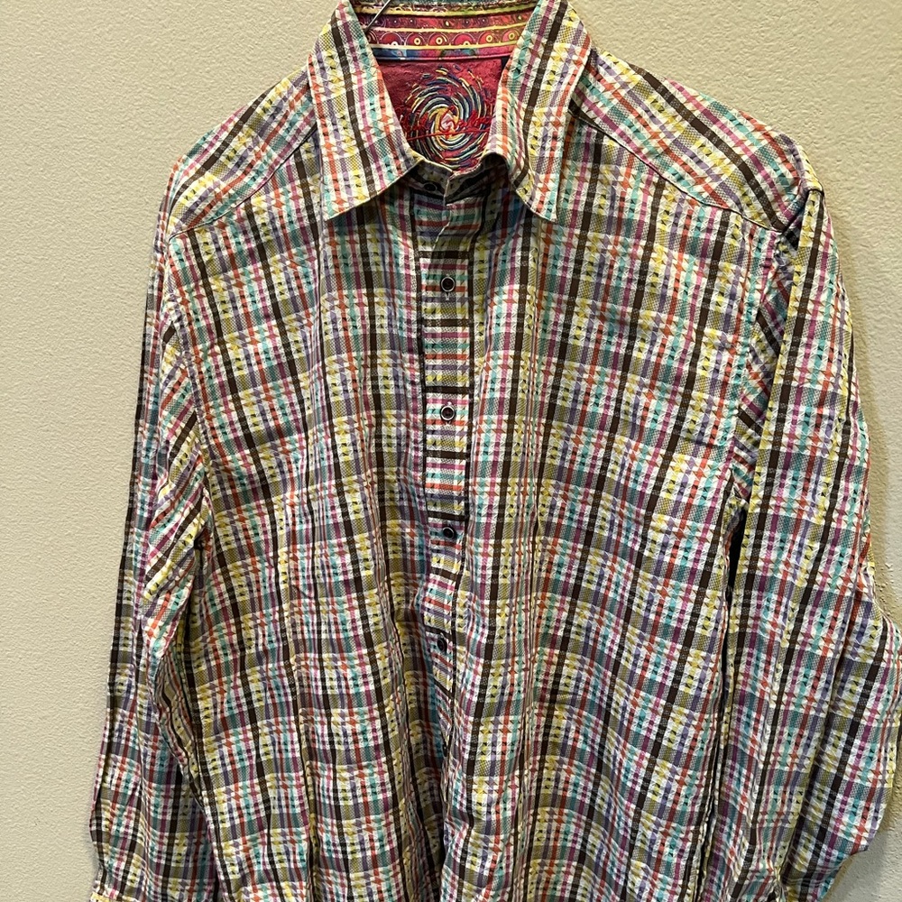 Robert Graham Mens Button Striped Shirt Size XL/TG Multicolored